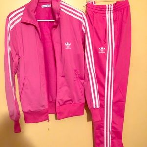 Pink addida track suit